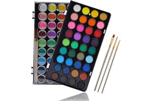 Artecho Zestaw farb akwarelowych, 36 kolorów, z pisakiem wodnym i klasycznym pędzlem, paleta akwareli, dla dzieci, nietoksyczny, przenośny, zestaw farb dla początkujących i dzieci