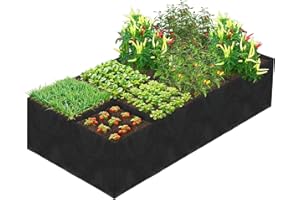 LATERN 128 Gallons 8 Grilles Sacs de Culture pour Plantes, 180CM x 90CM x 30CM Jardinière Surélevée en Tissu Non Tissés Respirants Conteneurs de Jardin Épais avec Poignée pour Fleurs Légumes Fruits