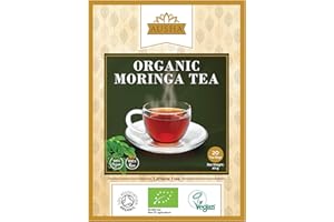 Ausha Organic Moringa Tea Bags - 40 Bags - Caffeine Free - UK Certified Organic by Soil Association - Source of Protein, Amino Acids, Antioxidants, Dietary Fibre, Vitamins & Minerals - Oleifera Leaf