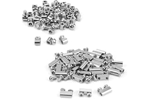 Clip de Cuerda de Alambre, JANDH 60 Piezas Clip Cable Acero Inoxidable, Orificios Simples y Doble Agujero Cable Cuerda Sujetadores, Adecuado para Cables y Cuerdas Metálicas de 1-2 mm de Diámetro
