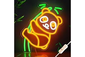 ALITOVE Cartel de neón con diseño de panda, decoración LED, para habitación de adolescentes, con alimentación por USB, para pared, LED, habitación infantil, salón, letrero luminoso de neón