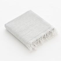 Fouta Tunisienne 100% Coton - 100x200 Cm - Chevron Blanc - Serviette Plage Légère Et Absorbante