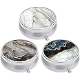 3 Pack Pill Box, Small Pill Case for Purse & Pocket, Cute Travel Medicine Organizer, Portable Medicine Container Holder to Hold Vitamins, Medication, Fish Oil & Supplement, Abstract Art Marble