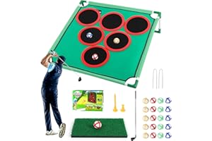 OFC LENW Golf Game Play Set for Indoor Outdoor Golf Chipping and Pong Game, Sticky Golfs Battle Toys with Putting Mat, Carrying Bag, 6 Hole Covers,Target Party/Yard Games for Kids, Young Adults & Golfers
