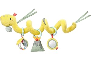 Fehn Activity Spiral Dino - Pram Toy to Feel & Grip - Dinosaur Baby Toy for Bed, Playpen, Baby Seat & Car Seat - Motor Skills Toy for Babies & Toddlers from 0+ Months