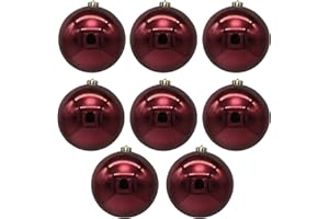 ‎ANNASTORE XL Weihnachtskugeln aus Kunststoff frostsicher und wetterfest - Bordeau - Outdoor EXTRA ROBUST STABILE AUFHÄNGUNG Große Christbaumkugeln für Draußen (8 x Ø 12 cm)