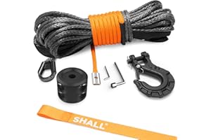 Shall Correas y Cuerdas de Remolque, Cable sintético para cabrestante de 1/4" x 50 pies (7,6 mm x 15 m), 5 toneladas (10 000 LB), Apto para vehículos Todoterreno ATV/UTV.
