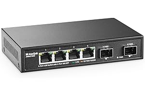 MokerLink Commutateur Ethernet 2.5G 4 Ports avec 2x10G SFP, 4 Ports 2.5G Base-T compatibles avec 10/100/1000Mbps, commutateur réseau métallique Non administrable sans Ventilateur