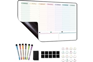 MCCORL Magnetisch Wochenplaner abwischbar, Familienplaner Magnettafel für Kühlschrank, perfect as Haushaltsplaner, Stundenplaner, Essenplaner oder To Do Liste 42×28cm auf Deutsch