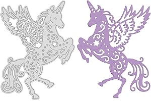 GLOBLELAND Matrice de Découpe Licorne pour la Fabrication de Cartes Licorne Modèles de Coupe en Métal Pochoirs Ensemble de Matrices de Découpe en Métal pour Scrapbooking