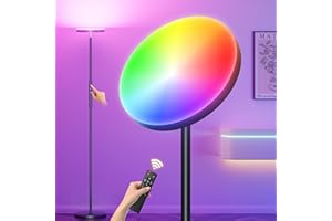 MUKUXIN Lampada da Terra a LED, 3000LM 36W Piantana da Salotto con Dimmerazione Continua 2700K-6500K, Piantana da Terra RGB con Telecomando e Controllo Touch, 69" Lampada per Soggiorno Camera da Letto Ufficio