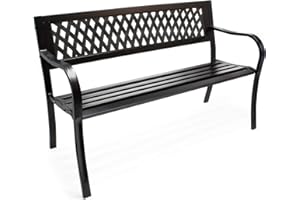 Banc de jardin Banquette Mareike et Acier Design de parc 2 Places Extérieur Terrasse