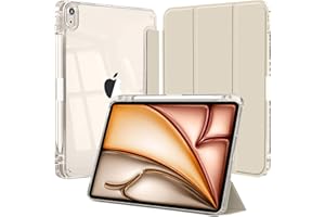 ESPZANTHIC Coque pour iPad Air 11 Pouces M3/M2 (2025/2024), iPad Air 5eme/4eme Génération 10,9 Pouces 2022/2020 avec Porte Pencil, Étui Arrière Transparent Support Antichoc Tablette, Lumière Stellaire