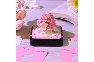 HAMON Bloc de Notas 3D, Calendario de Escritorio 3D 2025, Calendario Artístico árbol de Sakura con Luces LED, Calendario de Escritorio Creativo para Hogar, Oficina, Escuela (Rosa)