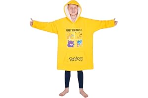 Pokémon Huvtröjor pojke pläd barn poncho pläd överdimensionerad pikachu fleece barn tonåring en storlek