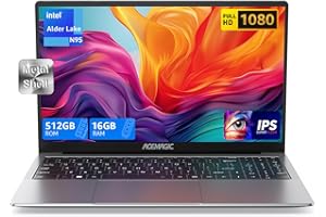ACEMAGIC Laptop 16 GB DDR4 RAM 512 GB SSD, Alder Lake-N N97 【Bicie N100/N95, do 3,6 GHz】 Notebook, 15,6" Full HD Laptop 2,4 G/5G Wi-Fi, BT5.0, Type_C, USB3.2, HDMI Office (szary) 2024