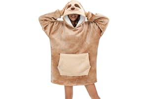 LATH.PIN Unisexe Sweat à Capuche Panda Pull Large Robe de Chambre Animal Microfibre Couverture Flanelle Panda Mignon Douce Epaisse Chaud avec Grandes Poches