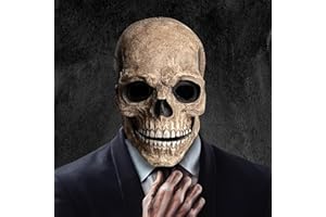AUSTUFF Halloween Skull Mask，Scary Full Head Horror Mask with Movable Jaw, Scary Realistic Latex Helmet Cosplay Party Props
