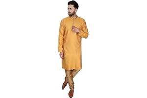 SKAVIJ Herren Tunika Jacquard Seide Kurta Pyjama Set Party Kleid