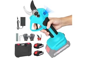 Vothen Tijeras de Podar Electricas 30mm, Tijeras de Podar profesionales con 2 x 2000mAh Baterías con Pantalla LED y juego de cuchillas de repuesto para Jardinería, árboles Frutales, Viñedos