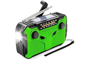 PAIDASHU Solar Radio, AM/FM Tragbar Kurbelradio Dynamo Notfallradio mit 4000mAh Wiederaufladbare Batterie, Led Taschenlampe, SOS-Alarm für Camping, Ourdoor, Notfall (002)