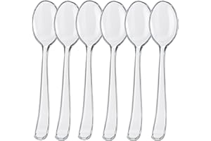 VARIOUS Cucchiai riutilizzabili trasparenti, posate ad alta resistenza, riutilizzabili per attività di compleanno, feste, buffet, matrimoni, catering, barbecue, 100 pezzi