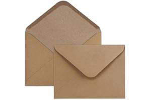 ‎MOCRAFT 100 Briefumschläge B6 Kuvert Braun Umschläge mit Nassklebung Briefumschläge Kraftpapier Ohne Fenster für Grußkarten Einladung Geburtstagskarten Hochzeit