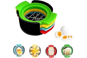 GOIEHIR Cortador de Huevos 4 en 1 de Acero Inoxidable, Cortador Huevos Cocidos, Manual Multifunción Rebanador de Huevo, Adecuado para Cortar Huevos Cocidos, Fresas, Kiwis