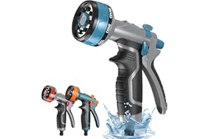 YMTEEDIO Hose Pipe Spray Gun, Garden Hose Spray Gun, Hose Spray Gun, Garden Hose Nozzles & Spray Guns, Hose Gun for Garden Hose, Garden Hose Gun with 8 Spray Patterns & Flow Control (Blue&Grey)