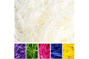 JUINGIO 500 Grammi di Carta Velina Tagliuzzata Kraft tagliuzzata Raffia Cestino, Carta Tagliuzzato per Confezioni Regalo e riempimento di scatole Regalo Carta Tagliuzzata per Regali (Bianco)