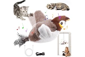 Vibbang Oiseau Pour Chat, Jouet Chat Interactif,Jouet Pour Chat, Flappy Bird Chat, Bird Flapping Chirping Bird Cat Toy, Livré Avec Un Chargement Usb Pour Que Les Chats Puissent Mordre Et Mâche (A)
