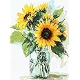 DIY Paint by Numbers for Adults Sunflower-Vase Flower Canvas Oil Painting Kit for Adults,Craft Art Painting Kit Acrylic Pigment Drawing Paintwork for Gift Home Wall Decor 12x16inch (Without Frame)