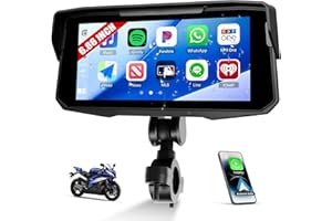 CAMECHO Senza Fili Carplay 6.86 Pollice Moto Schermata con Android Auto IP68 Impermeabile, Touchscreen Navigatore con Bluetooth Airplay Android Cast EQ Suono Ampia Adattabilità +1280 * 480 HD