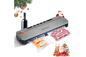 DXstring Macchina Sottovuoto Alimenti, 5 in 1 Automatica Macchina Sottovuoto con 15 Sacchetti Sottovuoto Alimenti, Sigillatrice Sottovuoto per Alimenti Freschi sia Secchi Che Umidi, Vuoto Esterno
