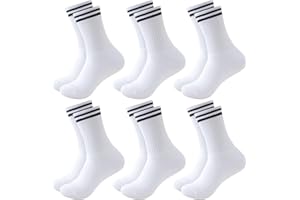 Effeet Skarpety Sportowe Damskie Kobiet 6 Par, Skarpety Tenisowe Białe Czarne, Oddychające, Długie Skarpety Bawełniane, Skarpety Robocze Biegania z Podeszwą Frotte