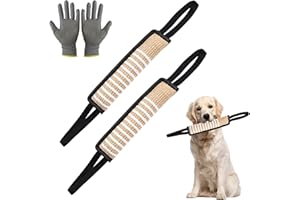 HOMURY Beisswurst für Hunde Yute Beisswurst 2 Stück sehr robuste Hundespielzeug zum K9 Training Tauziehen und Zerrspiele mit Hund Zerrspielzeug mit zwei Loop 30 cm, 1 Paar Schutzhandschuhe