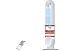 Dreo 20dB Leiser Turmventilator, 10 m Wurfweite 4 Geschwindigstufen 4 Modi 8 Std. Timer 90° oszillierende Ventilator mit Kühlung Fernbedienung für Schlafzimmer, Nomad One, Weiß