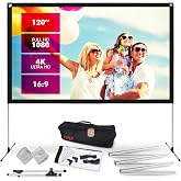 Pyle Projector Screen with Stand, 120 Inch 16:9 HD 4K Portable Lightweight Foldable Indoor Outdoor Home Theater with Frame