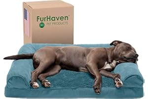 FurHaven Ortopedyczna sofa dla zwierząt domowych pluszowa i zamszowa, duża, głęboka sofa