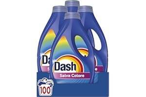 Dash Detersivo Liquido Lavatrice, 100 Lavaggi, Salva Colore, Rimuove Le Macchie, Igienizza, Brillantezza Per I Capi