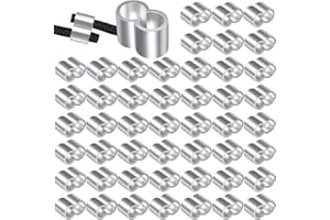 Furuising 50 Pezzi Manicotti in Alluminio per Cavo, 8mm Morsetti per Funi, Ghiere per Cavo Funi Catene per Cani