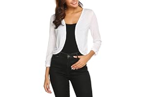 Parabler Damen Bolero Festlich 3/4 Ärmel Elegant Bolerojacke Kurze Lässige Strickjacke Shrug Solid Cardigan Top