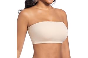 ONEW Nahtlos Bandeau BH Damen Trägerloser Bustier Top ohne Bügel Schulterfrei Bra Tube Top mit Transparenten Trägern