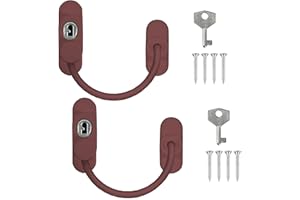 WHITE HINGE 2 x Window Restrictor Security Cable Child & Baby Safety Locks - Keyed Alike (Brown)