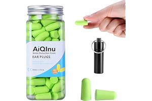 AiQInu Bouchon D'oreille,60 Pairs Bouchon Oreilles Bruit SNR 38 dB,Réutilisables Boule Quies en Éponge Souple, Bouchons Doreilles Anti Bruit pour Dormir, Ronfler, Travailler, Voyager, Fitness Vert