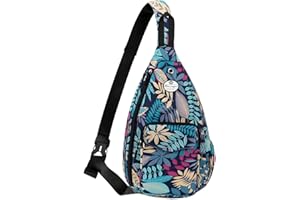 HUA ANGEL Sac Poitrine Homme Femme ave Bandoulière & Multi Poches Léger Petit Sac de Sport en Nylon Sac Bandoulière à Dos Anti-vol pour Voyage Travail Cyclisme Moto Running Gym Pickleball