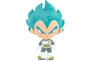 Play by Play Peluche dei Personaggi di Dragon Ball Super, Goku, Piccolo, Vegeta, Beerus, Majin Bu - qualità Super Soft (23-27cm, Vegeta Super Saiyan)