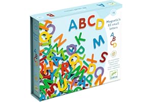 DJECO 83 Lettres Magnétiques en Bois pour Apprentissage de l'Alphabet dès 4 Ans - Utilisation sur Frigo - Éducatif et Amusant - Couleurs Vives - Durabilité - 3cm de Hauteur - Ecriture et Lecture
