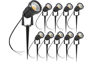aulyun Lot de 10 Spot LED COB 5W 220V Spots Jardin Orientables avec Piquet Luminaires Extérieur Jardin Terrasse