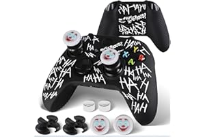 PlayRealm Silicone Skin Cover Sticker x 1 & Extender Grips x 2 for Xbox Series X/S Controller Joker White
